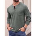 thumbnail image 4 of JWD Mens Long Sleeve Henley Shirt Casual Button Neck T Shirt Soft Lightweight Crew Neck Tee with Chest Pocket Green L, 4 of 6
