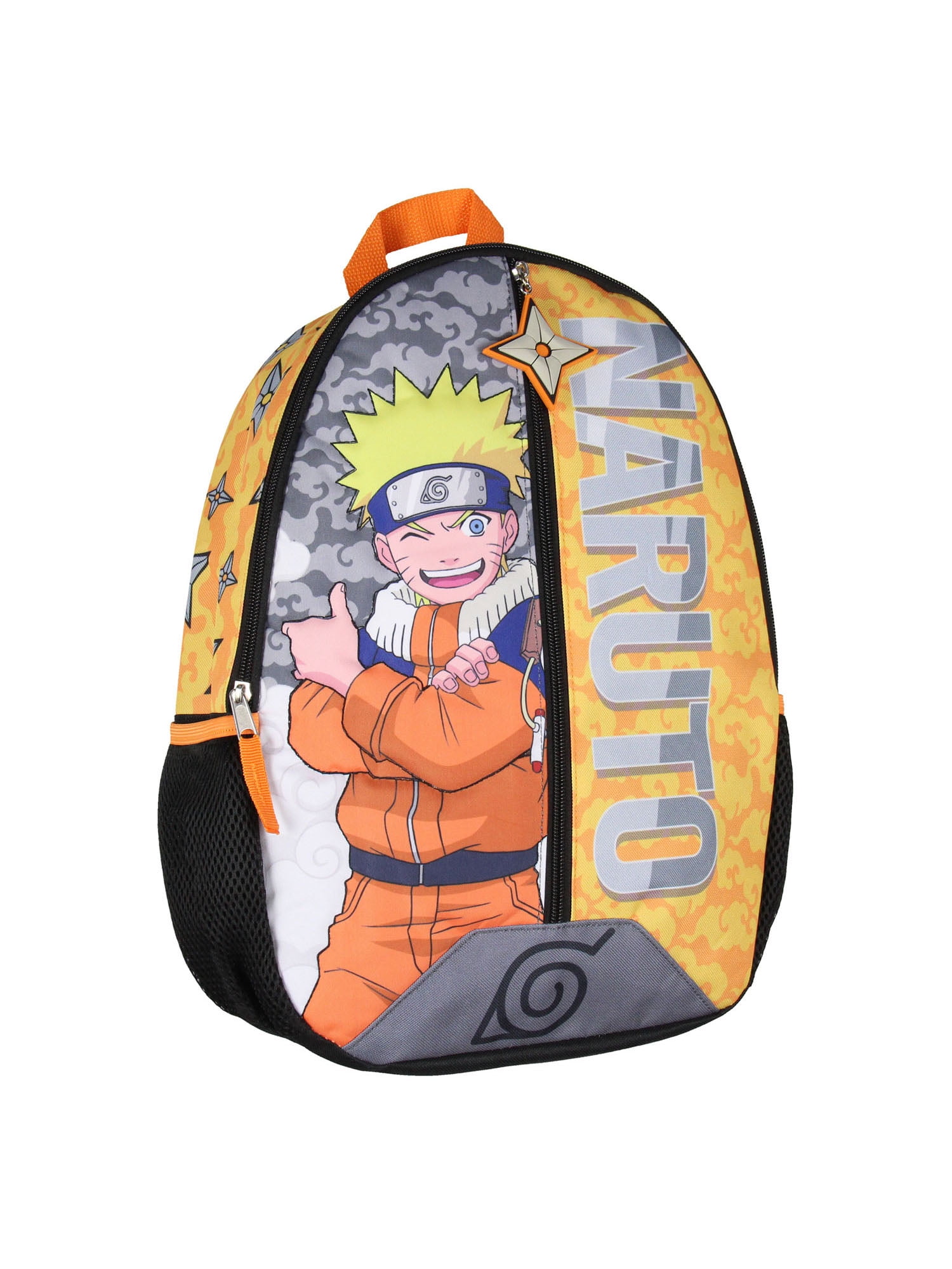 Naruto Backpack 3D Quilted Character 16" Kids School Travel Backpack w/ Rubber Shurukien Zipper Pull
