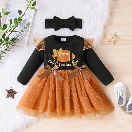 

Toddler Kids Girls Letters Prints Long Sleeves Fly Sleeves Mesh Tulle Princess Dress
