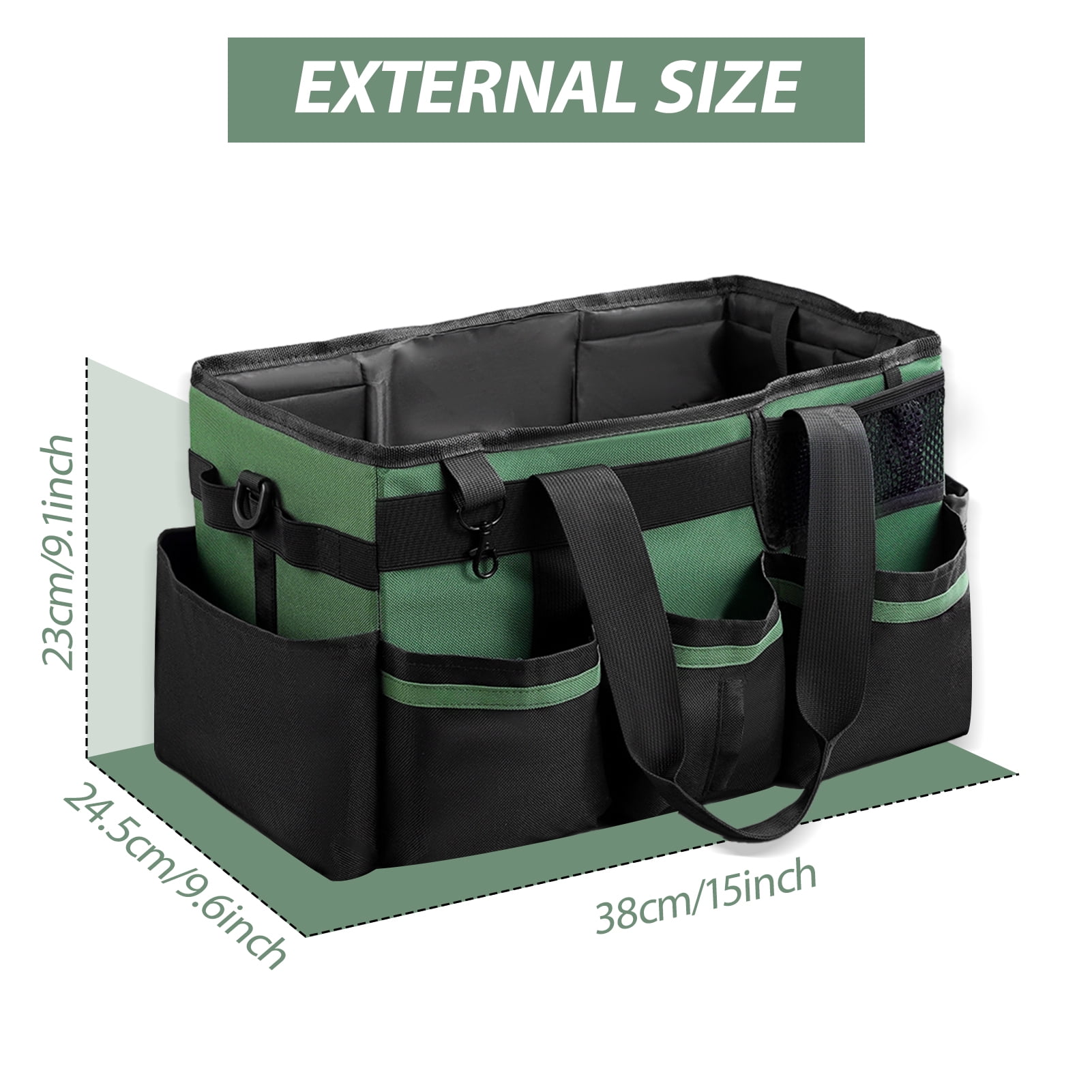 Lumikrypt Large Cleaning Caddy Bag, Cleaning Supplies Organizer Built-in Sturdy Support Board with Detachable Divider, Wearable Cleaning Tote Detailing Bag for Car Accessories, Housekeeper
