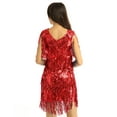 thumbnail image 2 of iEFiEL Womens Tiered Sequins Tassels Latin Dance Dress Flapper Cocktail Party Dress Red Large, 2 of 7