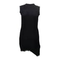 thumbnail image 3 of VISgogo Vestido sin mangas con cuello redondo para mujer, color sólido Textura de punto Flecos Ribete Irregular Dobladillo corto de una sola pieza VISgogo  moda, 3 of 5