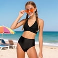 thumbnail image 2 of mgoYE Girl Swimsuit 10 12 Girls Bikini Set 2 Piece Swimsuit - Beach Sports Bathing Suit Scoop Neck Adjustable Straps Padded Kids Teen(Black,9-10 Years), 2 of 9