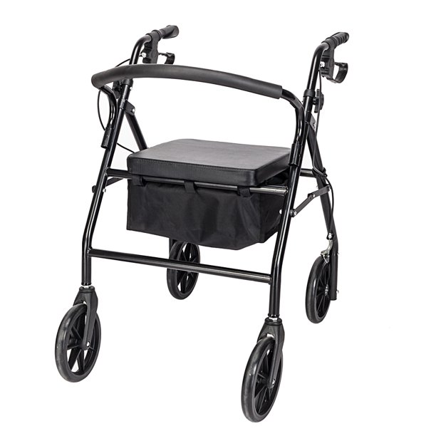 Steel Nylon Medical Adjustable Height Rollator Rolling Walker Mobility Walker With Seat Backrest And Wheels Seniors Old People Elderly Aid Walking Device Walmart Com Walmart Com