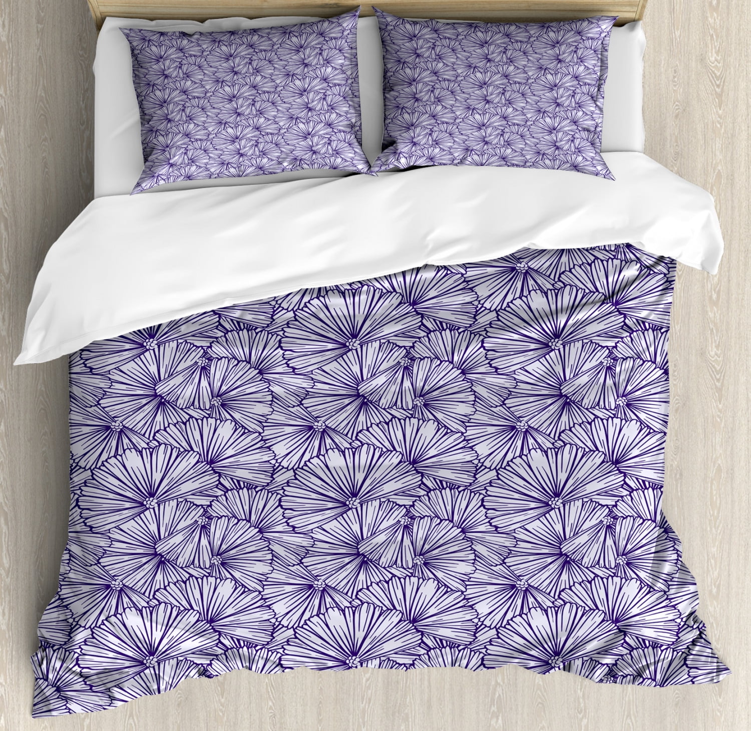 Floral Duvet Cover Set King Size, Delicate Bouquet of Flowers Pattern