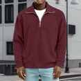 thumbnail image 2 of NOLDARES Men's Quarter Zip Pullover Long Sleeve Sweatshirt 1/4 Zip Golf Shirt Winter Fleece Lined Thermal Pullover,Wine,M, 2 of 4