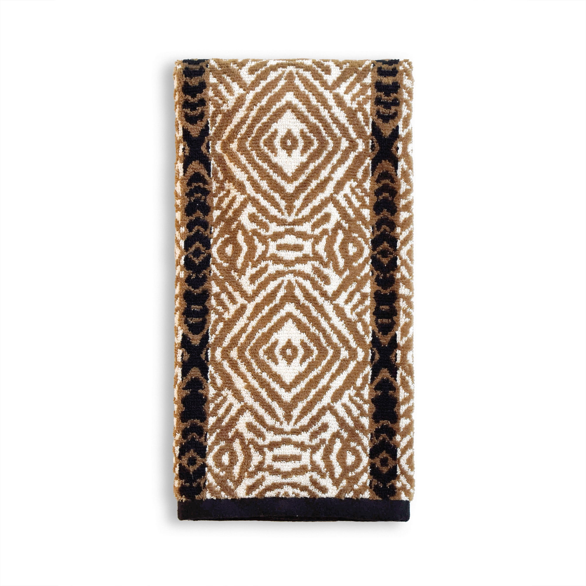 Rochelle Porter Design Tiger Tiger Hand Towel 20in x 30in Cocoa/Black 600 GSM Cotton Yarn Dyed