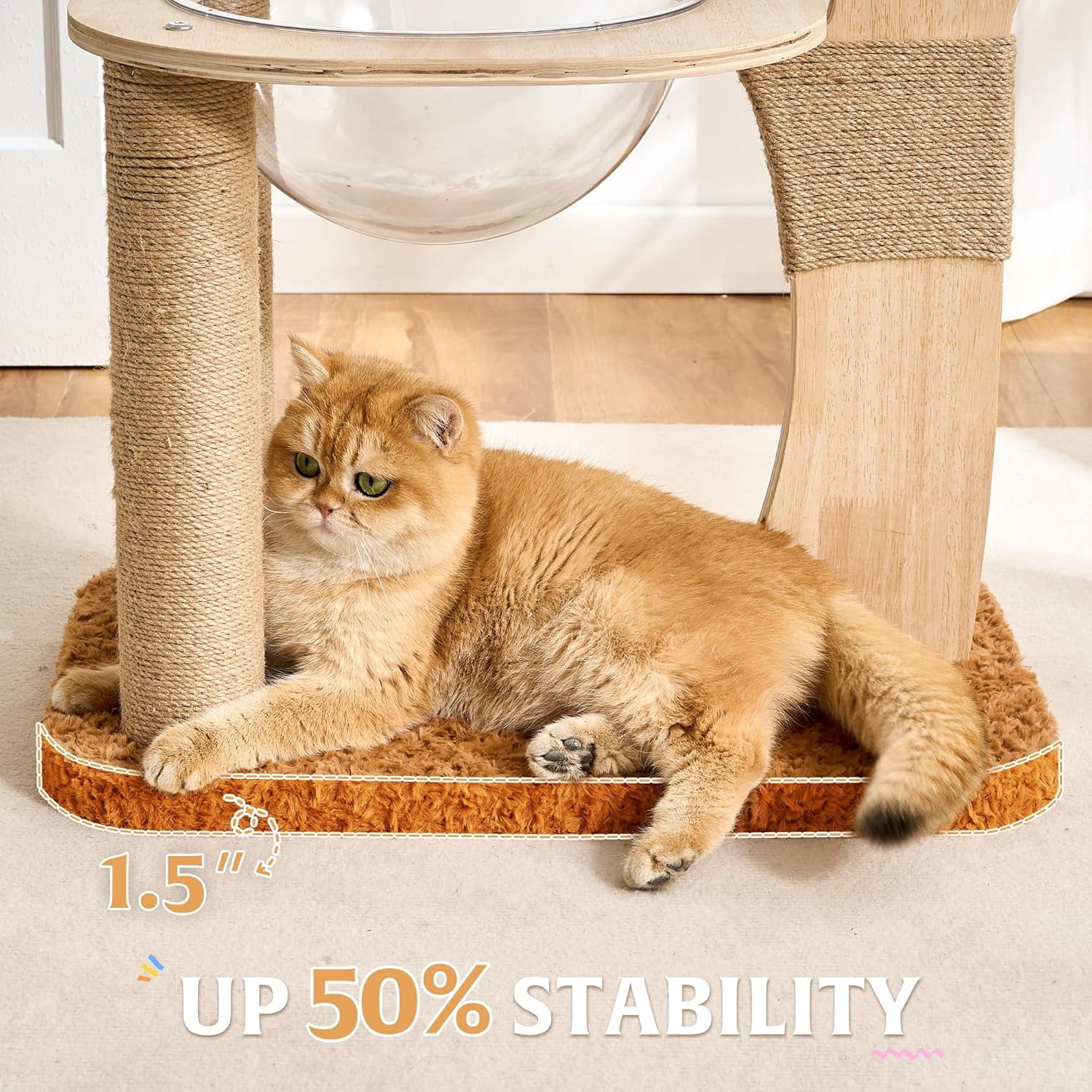Flower Cat Tree 36 Inch Wood Design Scratching Post Space Capsule
