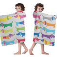 thumbnail image 4 of Colorful Funny Dachshund Hooded Bath Towel，50"x30" for Ages 3 To 12 Kids, Quick Dry Lightweight Soft Microfiber Hood Beach Towel Cover Up for Kids, 4 of 7