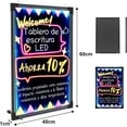 thumbnail image 2 of Foh Tablero de escritura de mensajes LED, Tablero de pizarra iluminado y borrable, efecto neón para menú cartel luminoso, con 8 marcadores de tiza fluorescente y control remoto (40x60 cm), 2 of 8