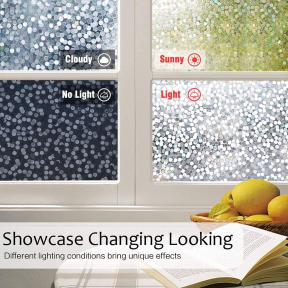 WEUVEB Multi Color Privacy Glass Film Static Cling Window Decoration