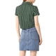 thumbnail image 4 of CAMISA CORTA DE MUJER CON BOTONES Y RAYAS INSPIRADA CHIC, CON LAZO EN LA PARTE FRONTAL, TALLA L, VERDE, 4 of 7