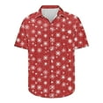 thumbnail image 5 of Rciityk Christmas Hawaiian Tee Shirt Tops for Men Summer Turndown Collar Button Up Short Sleeve T-Shirts Casual Snowflake Xmas Tree Print Vacation Shirt, 5 of 5