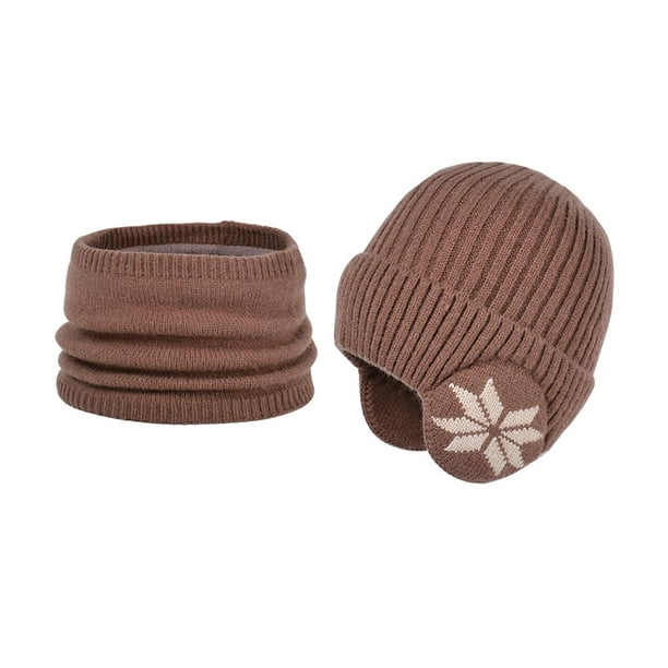 Conjunto de gorro y bufanda de invierno para niños, gorro de punto suave, cálido y cómodo para niños. Café