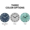 thumbnail image 3 of Reloj de pared, reloj de pared de 10 pulgadas, silencioso, sin tictac, redondo, de madera, rústico, decoración (azul marino), 3 of 5
