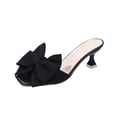 thumbnail image 6 of Xucatan Women's Bow Mule Heels, Oversized Knot Open Toe Slingback Sandals with Chunky Heel, Textured Patent Leather Dressy Summer Shoes, Versatile Design for Party Wedding Daily Gift, 6 of 9