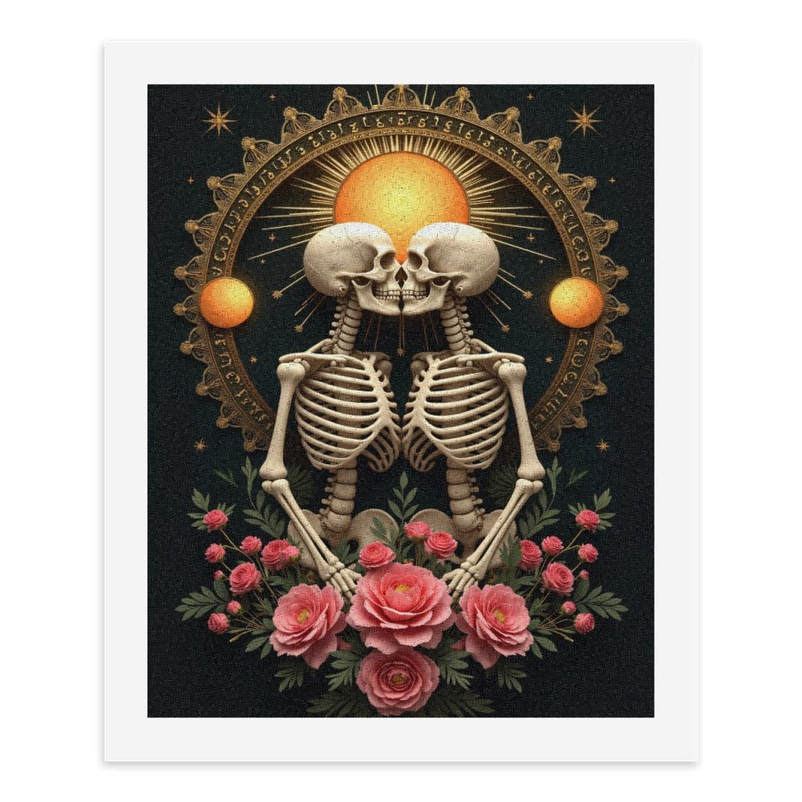Paint By Numbers Kit for Adults Beginner - DIY Skeletons Sun Roses Mystical Art Canvas Painting Kits for Adults, Frameless Paint By Number for Adults for Home Wall Decor 16x20 Inch