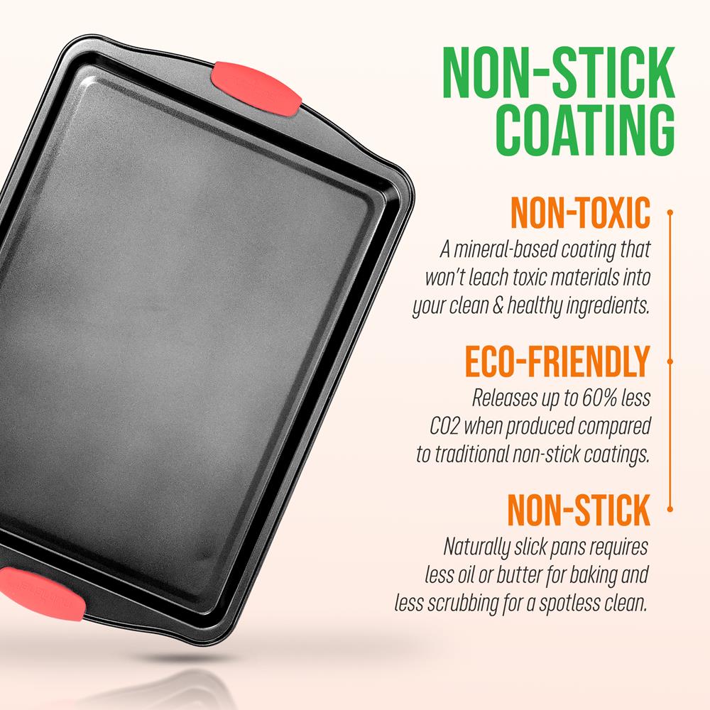 NutriChef 15” Non-Stick Cookie Sheet, Medium Gray Commercial Grade Quality Carbon Metal Bakeware