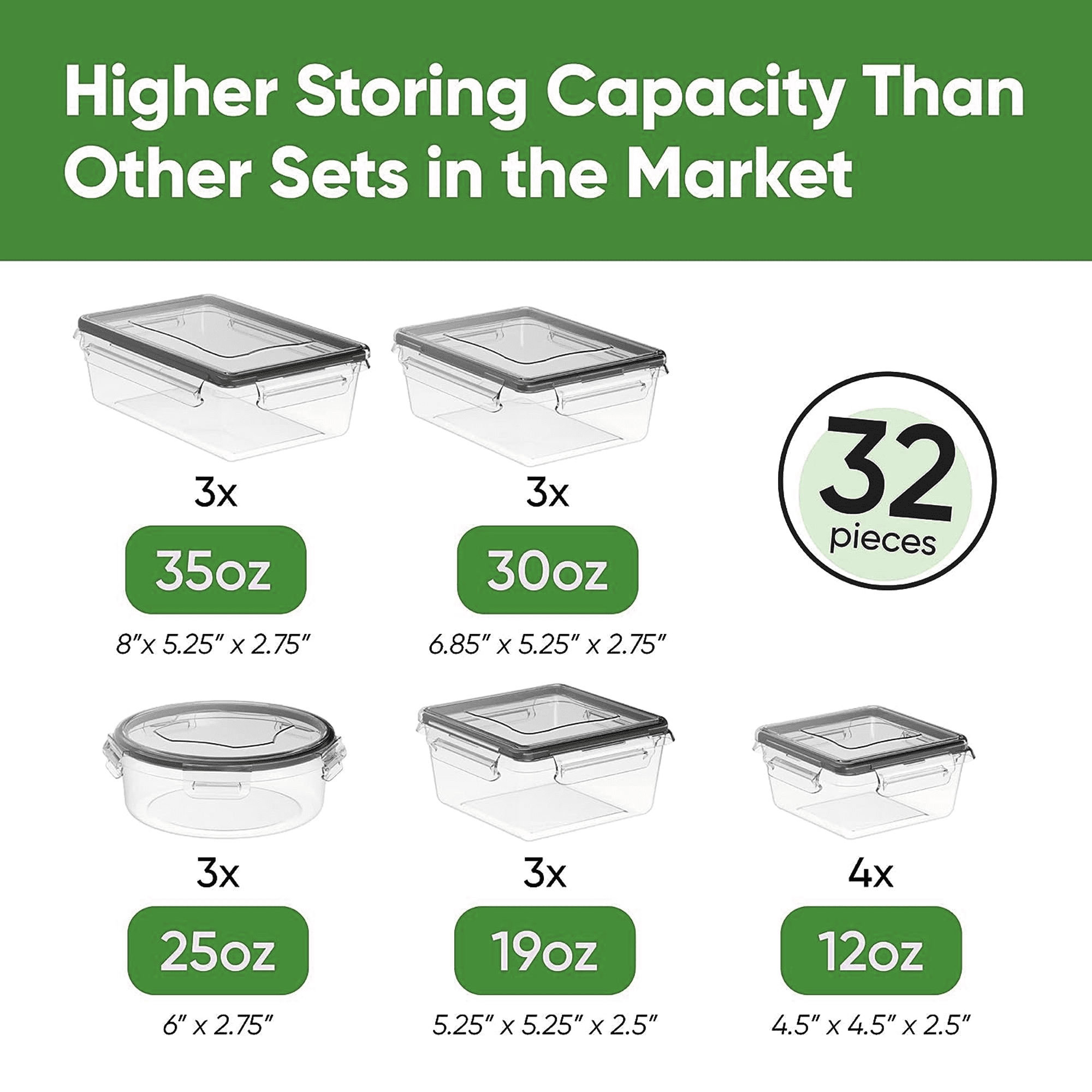 NEENCA 32 Pcs Airtight Food Storage Containers Set,Plastic Kitchen and Pantry Organization Canisters, BPA-Free, Leak-Proof
