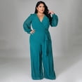 thumbnail image 5 of AURA Women Plus Size Jumpsuit Loose Fit High Waist Belted Casual Wide Leg Long Pants Outfit, 5 of 7