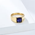 thumbnail image 2 of PAURO Square Gemstone Rings for Men Stainless Steel Statement Personalized Dainty Vintage Simple Jewelry Gold Plated Blue Size 10, 2 of 3
