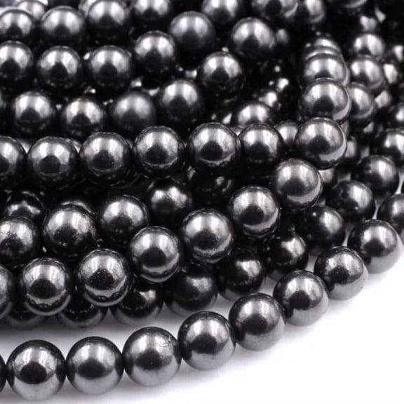 K-KED Genuine Natural Shungite 6mm 8mm 10mm Round Beads High Quality Strand 15"-4 mm