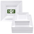 thumbnail image 1 of 50 platos de Vajilla de Platos Cuadrados,platos de plastico elegantes,Platos Elegantes Reutilizables para Fiesta,Incluye 25 Platos Grandes (25 cm) y 25 Platos medianos (16 cm),para fiestas y cenas, 1 of 7