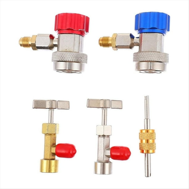 Kit de Carga de Refrigerante R134a para Automóviles con Válvula de Grifo de Tanque, Acoplador Rápido y Herramienta de Extracción del Núcleo de la Válvula