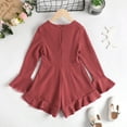 thumbnail image 4 of Big Girls Dress 9 Years Pure Color Pagoda Sleeve Long Sleeve Winter One Piece Red Dress, 4 of 7