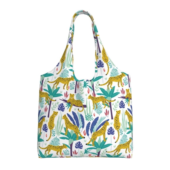 Vsdgher Summer Leopard Print canvas Tote Bag, Lightweight Cloth Bags, Suitable for shopping, groceries, travel
