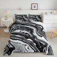 thumbnail image 2 of Marble Bedding Set For Adults Men,Black White Abstract Fluid Marble Grain Comforter Set Gradient Marbling Down Comforter Ink Marble Texture Bed Set, 2 of 7