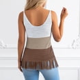 thumbnail image 4 of DHFJKG Tank Tops For Women Crochet Sleeveless V Neck Tassels Hem Boho Beach Outfit Casual Summer Vacation Clothes Color Block Versatile Top, 4 of 4