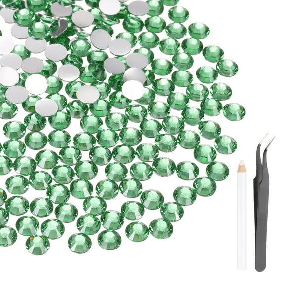 Uxcell 3000 Pcs Flatback Crystal Rhinestones, Resin Crystal Gems with Tweezer Dotting Pen Non Hotfix for Bedazzling Tumblers Mugs Bottles Nail DIY Crafts(SS20 5mm, Grass Green)