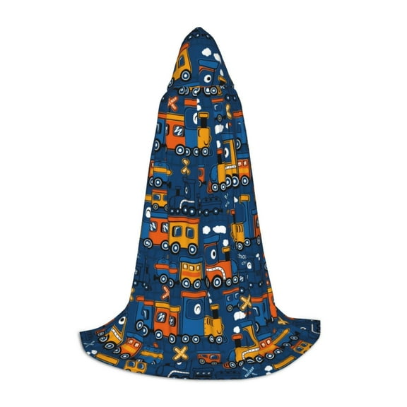 Honeii Funny Steam Train Print Poncho Cape, Cloak Coat, Snuggly Hooded Wearable Blanket, Hooded Cape For Teenagers,Halloween Costumes-Small