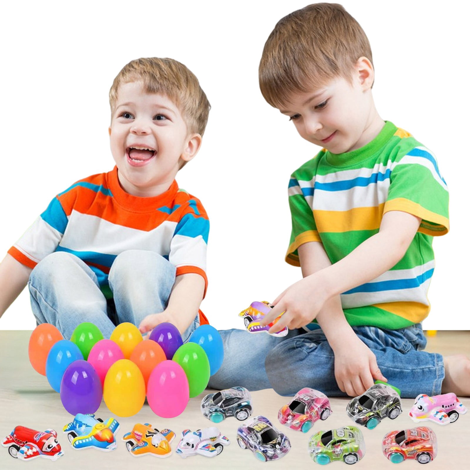 YWIYIUD 12 Pack Prefilled Easter Eggs with PullBack CarToys,Mini AnimalCars Easter Gifts Cute Easter Gifts BasketStuffers Easter Egg Fillers for EggHunting Holiday School Classroom PartyFavors