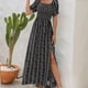 thumbnail image 5 of Vestido De Cintura Dividida Vestido de mujer con estampado de rayas verticales Vestido elegante informal para viajes (Negro S) Ygjytge para Mujer Negro T S, 5 of 7