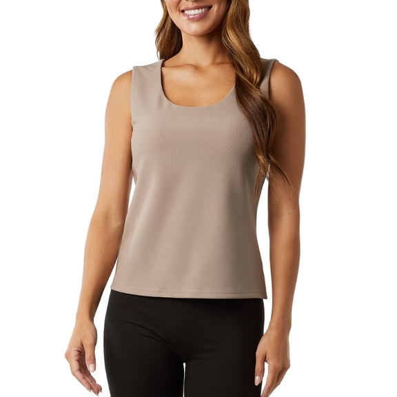 32 Degrees Women's Ribbed Tank with Bra Taupe XS