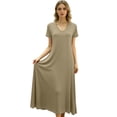 thumbnail image 5 of MEICHEN Women's Summer Sleepshirts Nightgowns for Women for Sleeping Short Sleeve V Neck Long Dress Causal Nightwear Womens Home Essentials Fashion Clothing, 5 of 7