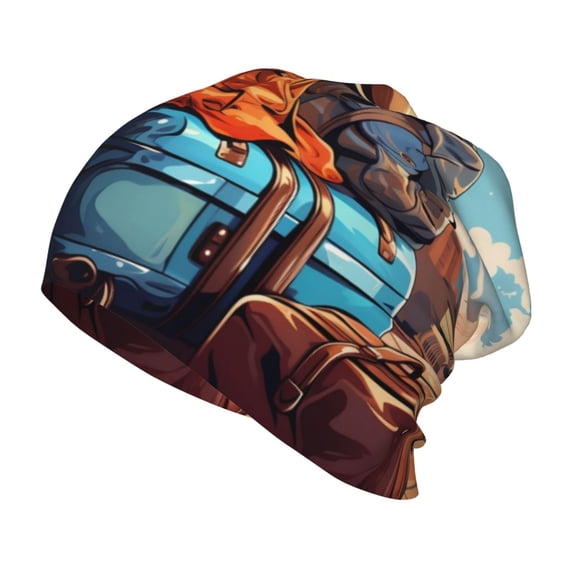 Rateoe Colorful Travel Luggage Gear Kids Beanie Warm Knit Beanie Hats Boys Girls Winter Hat Soft Slouchy Hats for Kids