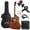Brown, variant on Ashthorpe Left Handed Cutaway Dreadnought Acoustic Electric Guitar with 10-Watt Amp, Black