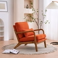 thumbnail image 3 of Mid-Century Accent Chair with Lumbar Pillow,Upholstered Lounge Chair with Padded Back and Seat Cushion,Reading Chair with Oak Armrest,Single Sofa Chair with Wood Frame, for Bedroom,Living Room,Office, 3 of 9