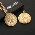 thumbnail image 4 of HZMAN Coin Necklace Men's Stainless Steel Necklace Pendant Retro Ecclesiastes Bible Verse Round Medal Necklace Jewelry Gift (Gold), 4 of 6
