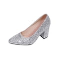 thumbnail image 2 of Sparkle Heels for Women High Heel Cute Heels Elegant Pointed Toe Stiletto Evening Dress with Sparkling Sequins for Wedding Party Prom Night and Formal Events 3 Inch Pumps Silver 7, 2 of 9