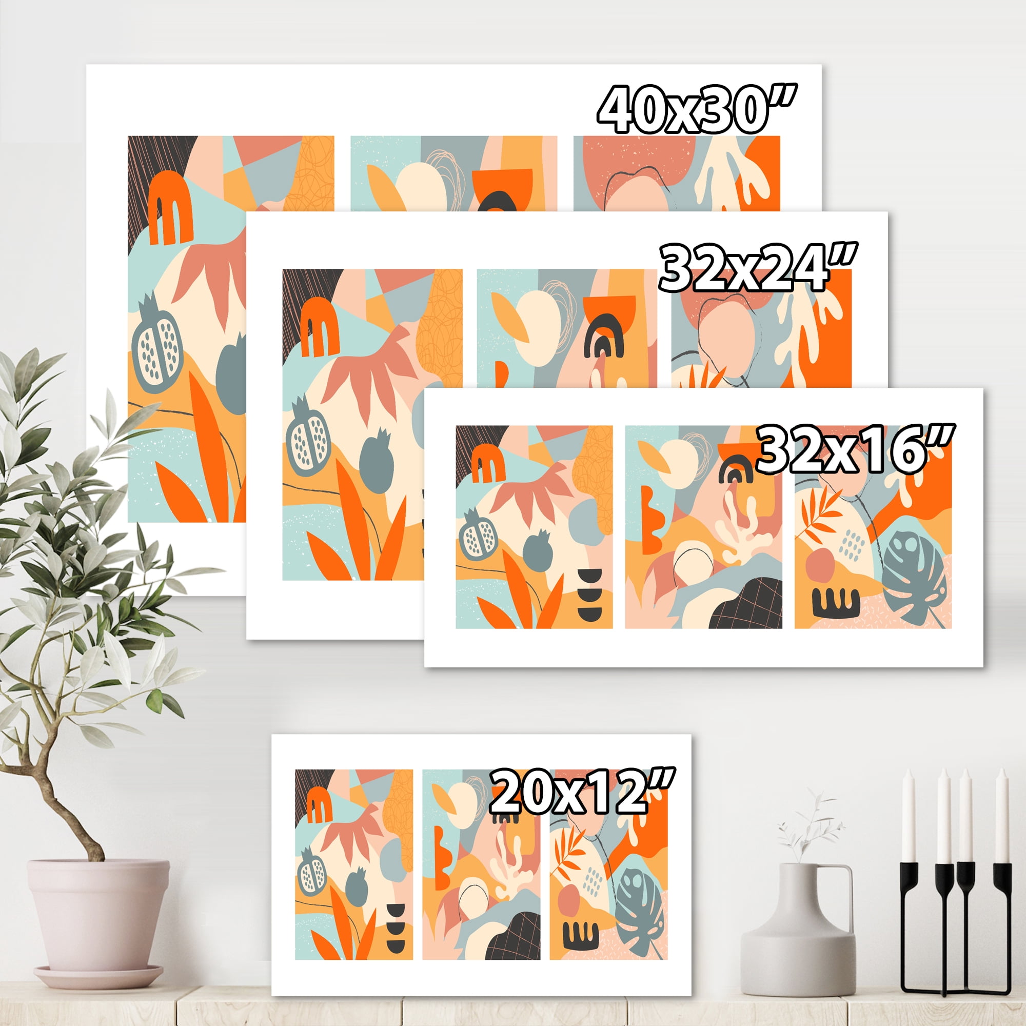 Composition Minimalistic of Organic Shapes VII 40 in x 30 in Painting Canvas Art Print, by Designart