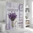 thumbnail image 5 of Purple Lavender Shower Curtain Set - 72" x 78" Washable Bathtub Curtain with 12 Hooks, Vintage Farmhouse Rustic Floral Wooden Grain Waterproof Fabric Stall Shower Curtains for Bathroom/Bathtub Décor, 5 of 6