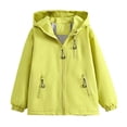 thumbnail image 5 of Miaoju Boys Girls Windbreaker Hooded Jacket Lightweight Packable Rain Coat Soft-Fabric for Comfort, with Pockets, Elastic Cuffs, Yellow 15-16 Years, 5 of 8