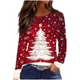 thumbnail image 1 of HAiming T-Shirts de Noël pour Femmes Grande Taille Manches Longues Col Rond Tuniques Graphiques de Noël pour Fête, 1 of 5
