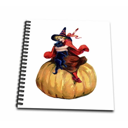 3dRose Victorian Halloween Image With Cat n Child Dressed As A Witch - Mini Notepad, 4 by 4-inch