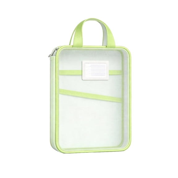 Twfbrm Mesh Zipper Pouch Bags with Handles, Large Capacity A4/Letter Size Translucent Document Bags with Label Pocket, Nylon File Organizer Portable Stationery Storage Bag for Office Supplies