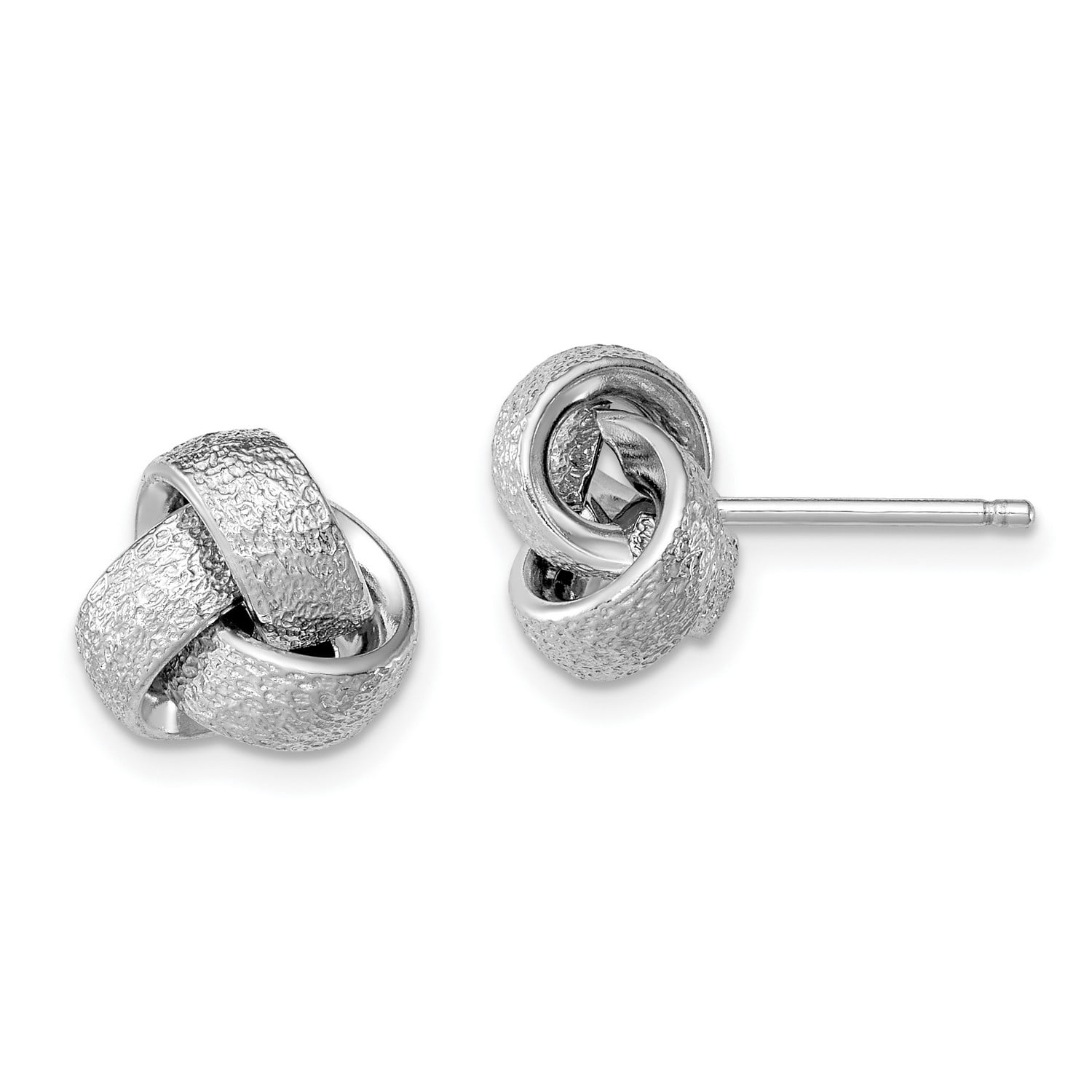 Approximately 11 x 11mm Sterling Silver Polished and Satin Knot Earrings